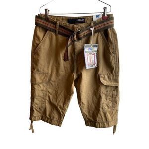 NWT Plugg Men's Heavy Vintage Tobacco Cargo Shorts W/ Belt Size 30